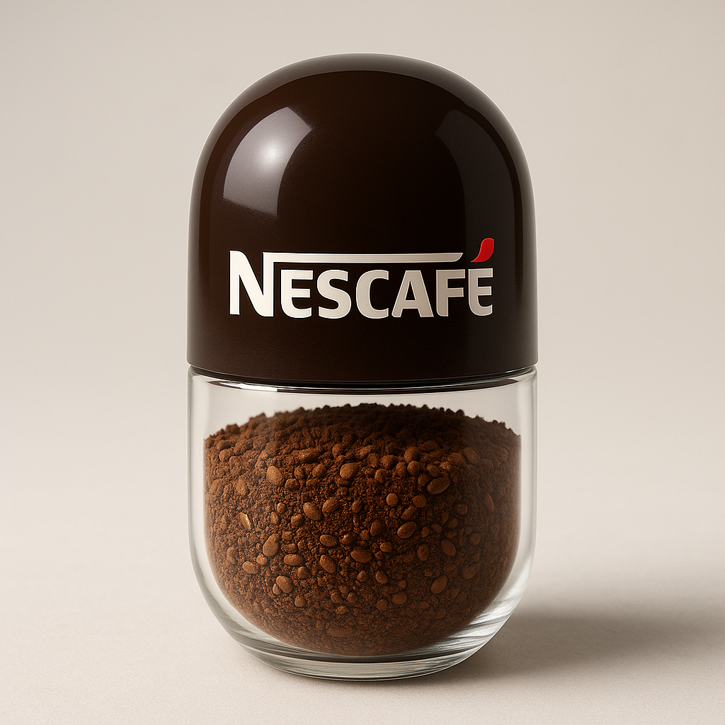 Futuristic AI capsule design by Nescafé blending technology with modern coffee innovation
